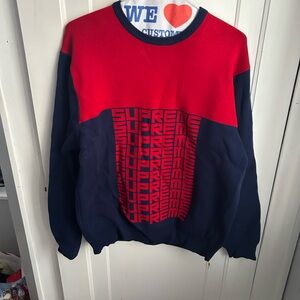 Supreme Bold Red and Navy Crewneck Sweater